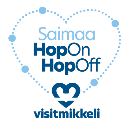Logo, jossa lukee keskellä Saimaa Hop On Hop Off. 